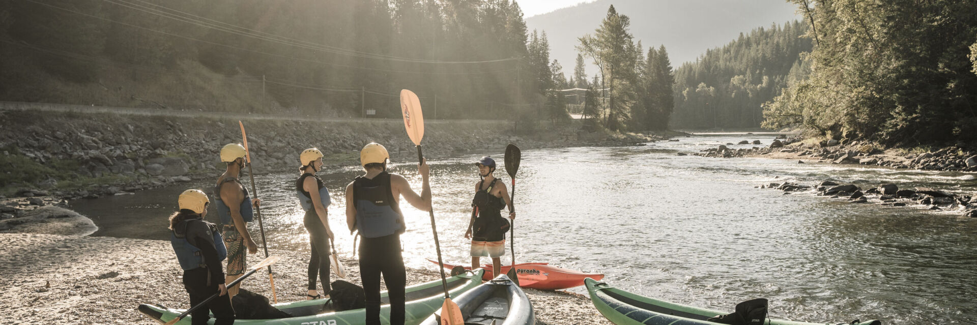 group of people getting ready to river raft